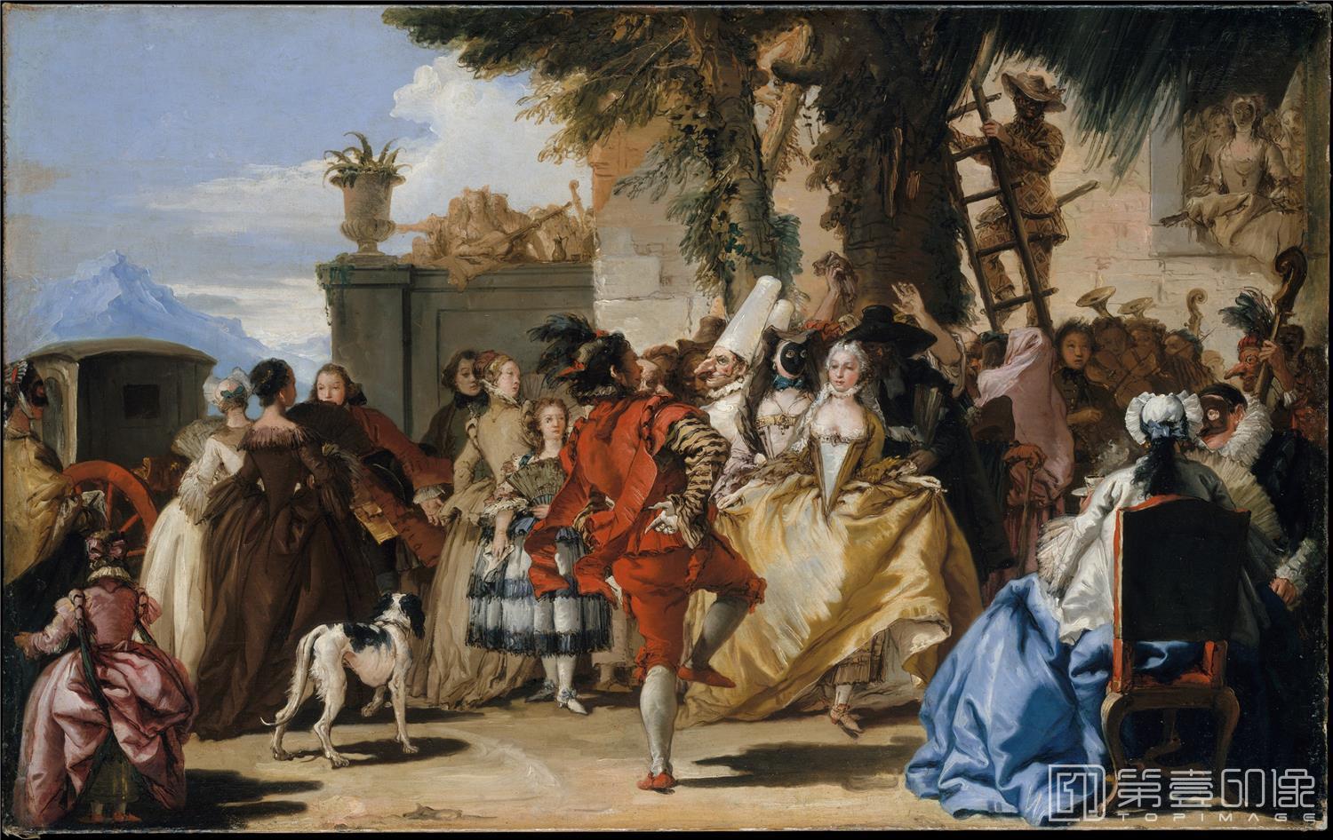 油画-美国纽约大都会美术馆油画藏画-Giovanni Domenico TiepoloA Dance in the Country-0975